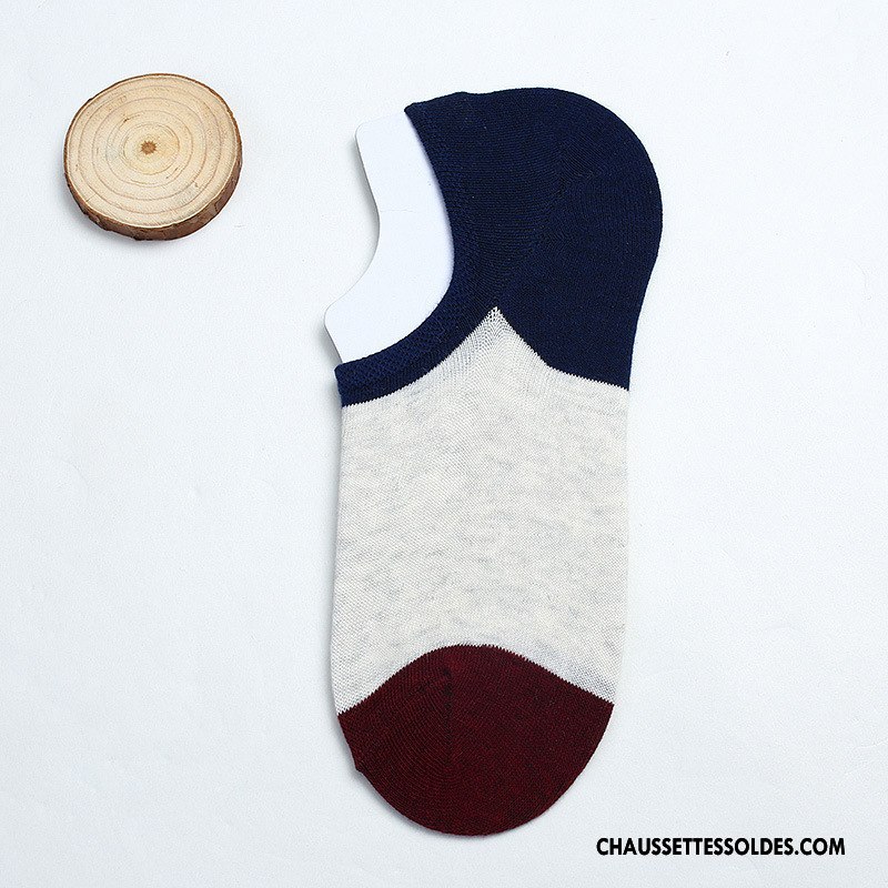 Chaussette Basse Homme Invisible 100% Coton Été Printemps Le Nouveau Casual Couleurs Mixtes Blanc