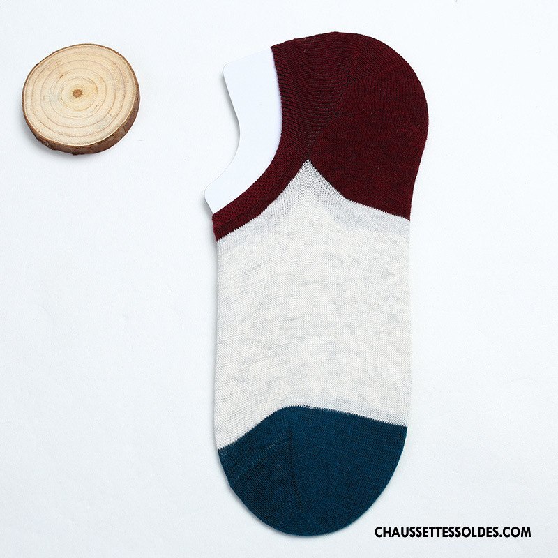 Chaussette Basse Homme Invisible 100% Coton Été Printemps Le Nouveau Casual Couleurs Mixtes Blanc