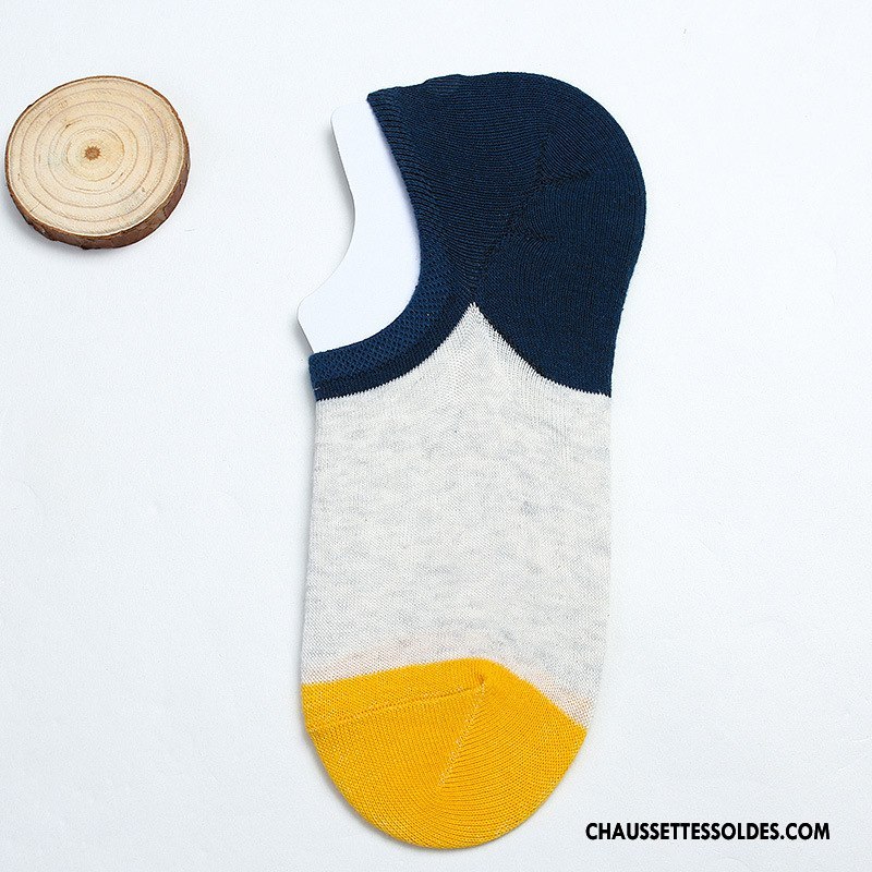 Chaussette Basse Homme Invisible 100% Coton Été Printemps Le Nouveau Casual Couleurs Mixtes Blanc