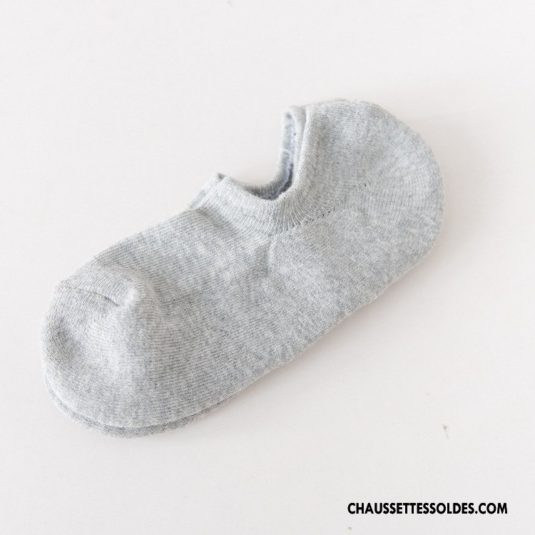 Chaussette Basse Homme Invisible Casual Silicone Printemps Chaussette Basse Coupée Été Pure Gris