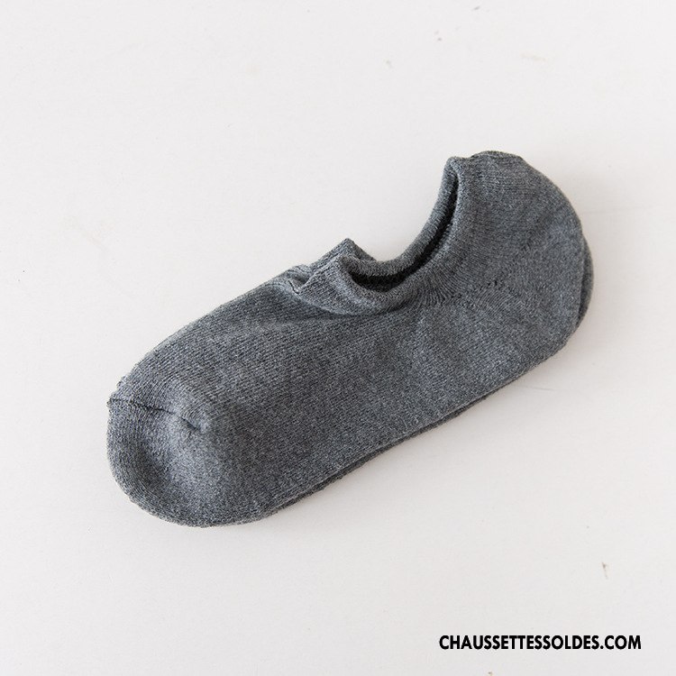 Chaussette Basse Homme Invisible Casual Silicone Printemps Chaussette Basse Coupée Été Pure Gris