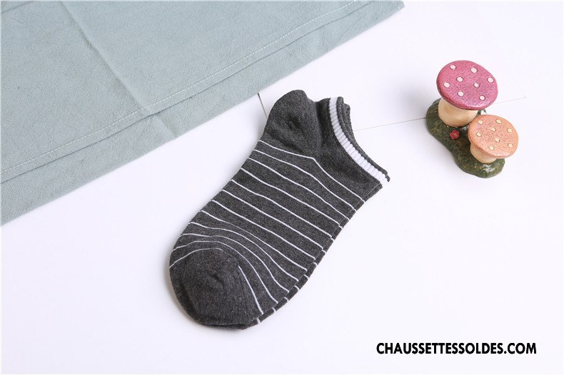 Chaussette Basse Homme L'automne Rayé Chaussette Basse Coupée Le Nouveau 100% Coton Légère Gris Clair