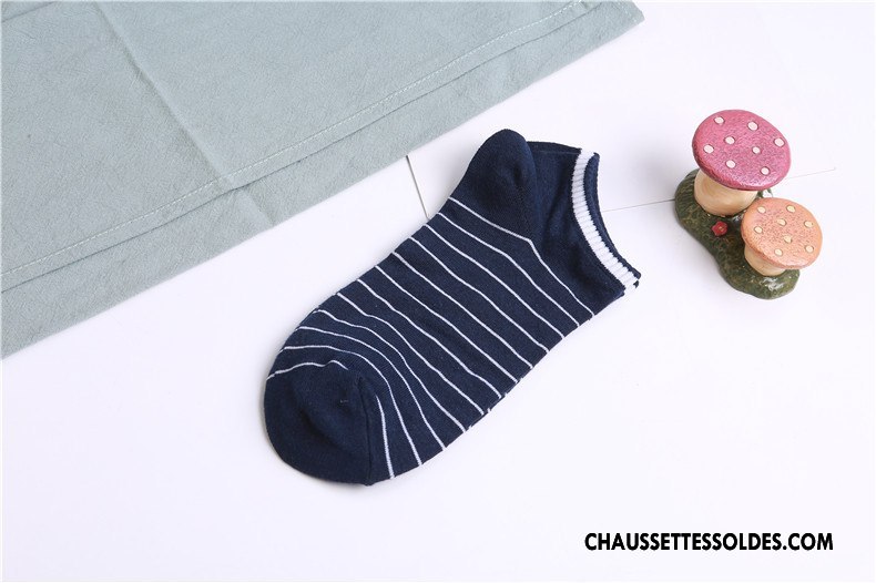 Chaussette Basse Homme L'automne Rayé Chaussette Basse Coupée Le Nouveau 100% Coton Légère Gris Clair