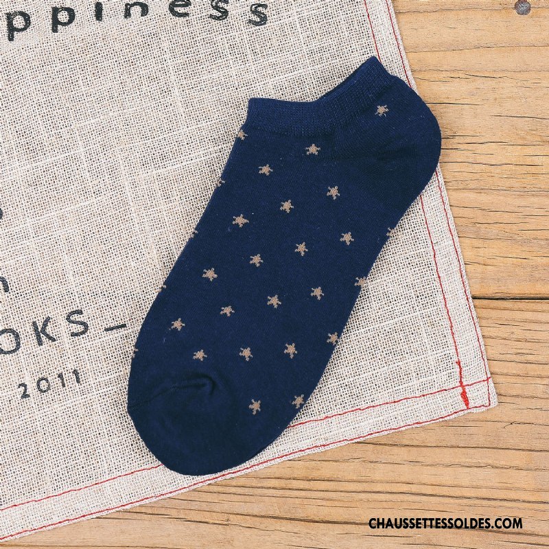 Chaussette Basse Homme Le Nouveau 100% Coton Chaussette Courte Invisible Printemps Chaussette Basse Coupée Bleu Bleu Clair Foncé