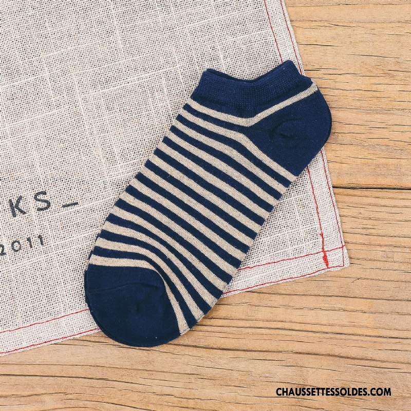 Chaussette Basse Homme Le Nouveau 100% Coton Chaussette Courte Invisible Printemps Chaussette Basse Coupée Bleu Bleu Clair Foncé