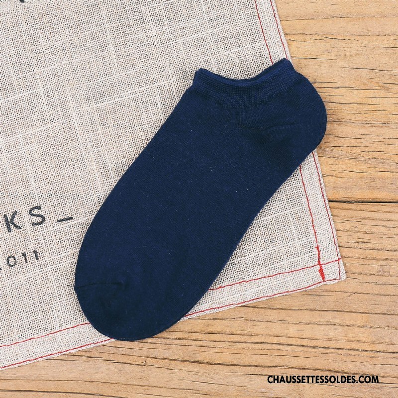 Chaussette Basse Homme Le Nouveau 100% Coton Chaussette Courte Invisible Printemps Chaussette Basse Coupée Bleu Bleu Clair Foncé