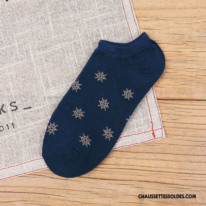 Chaussette Basse Homme Le Nouveau 100% Coton Chaussette Courte Invisible Printemps Chaussette Basse Coupée Bleu Bleu Clair Foncé
