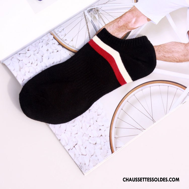 Chaussette Basse Homme Le Nouveau Chaussette Basse Coupée Tendance Mouvement Été Matelassé Bleu Noir