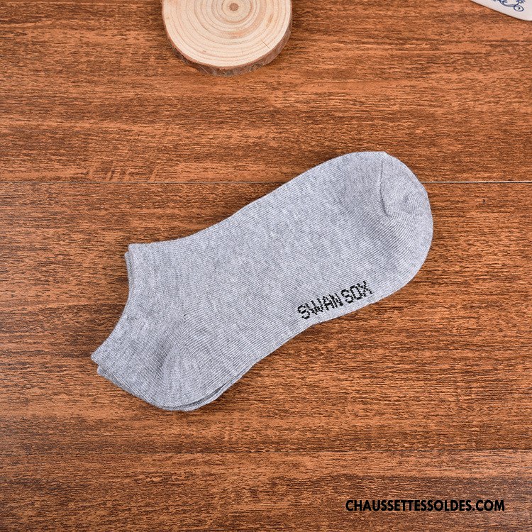Chaussette Basse Homme Le Nouveau Invisible Printemps Chaussette Basse Coupée Casual Coton Bio Pure Blanc Clair