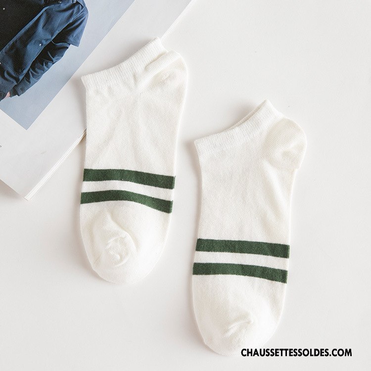 Chaussette Basse Homme Légère 100% Coton Tendance Mouvement Chaussette Basse Coupée Courte Blanc