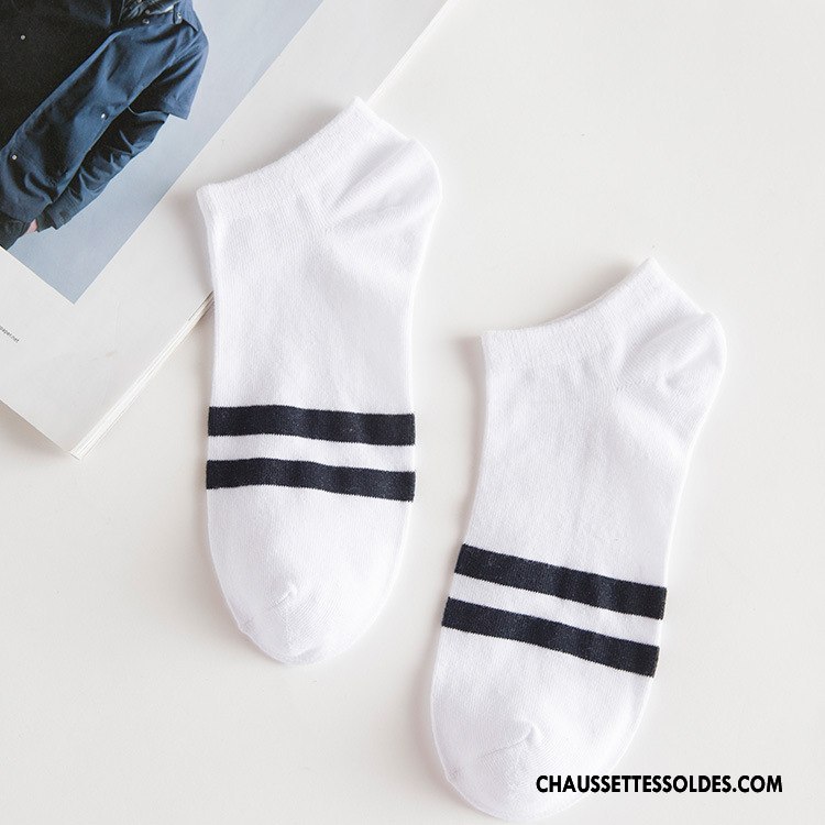Chaussette Basse Homme Légère 100% Coton Tendance Mouvement Chaussette Basse Coupée Courte Blanc