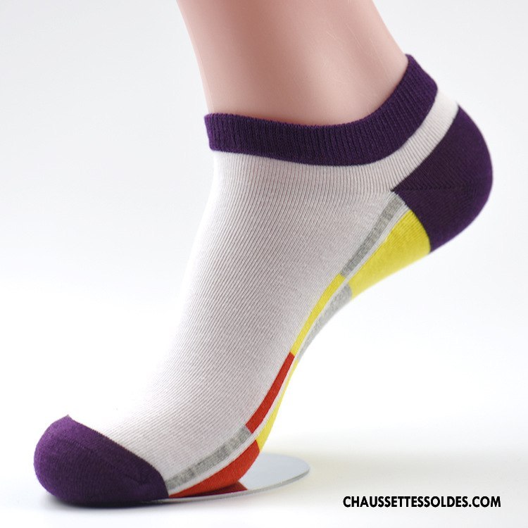 Chaussette Basse Homme Matelassé Chaussette Basse Coupée Casual Couleurs Mixtes Bleu