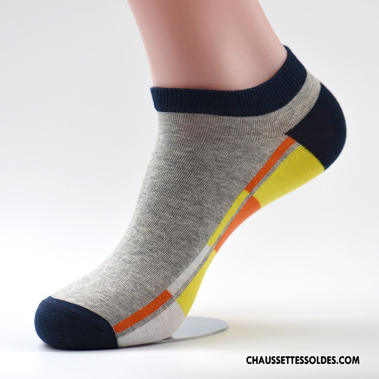 Chaussette Basse Homme Matelassé Chaussette Basse Coupée Casual Couleurs Mixtes Bleu