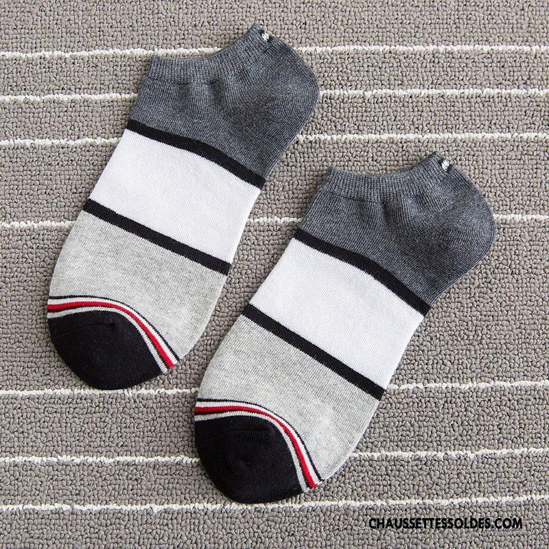 Chaussette Basse Homme Matelassé Tendance Chaussette Basse Coupée Printemps Rayé Nouvelles Arrivées Bleu