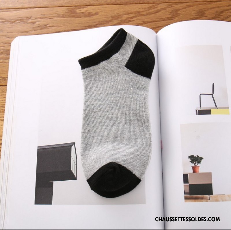 Chaussette Basse Homme Matelassé Été Chaussette Basse Coupée Mouvement Printemps Chaussette Courte Pure Gris Clair Foncé