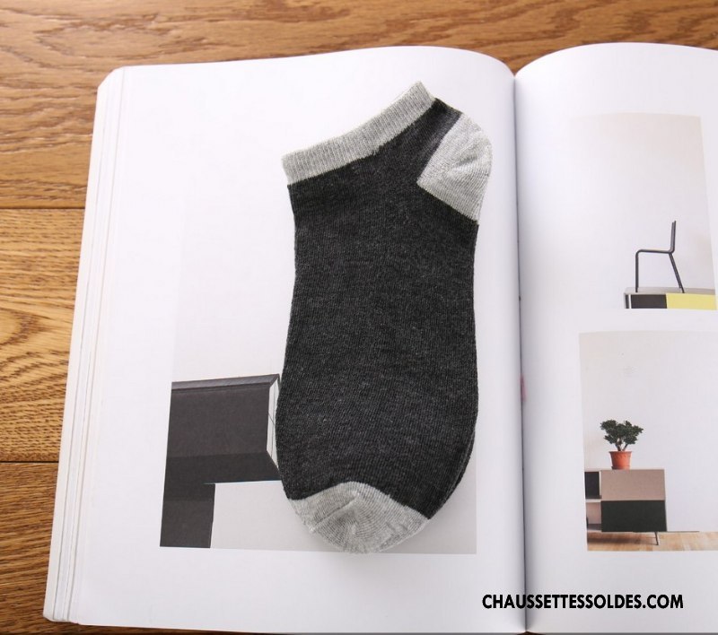 Chaussette Basse Homme Matelassé Été Chaussette Basse Coupée Mouvement Printemps Chaussette Courte Pure Gris Clair Foncé