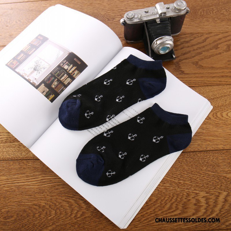Chaussette Basse Homme Mode Britanique Été Chaussette Courte Invisible Chaussette Basse Coupée Pure Bleu Clair