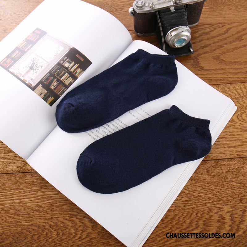 Chaussette Basse Homme Mode Britanique Été Chaussette Courte Invisible Chaussette Basse Coupée Pure Bleu Clair