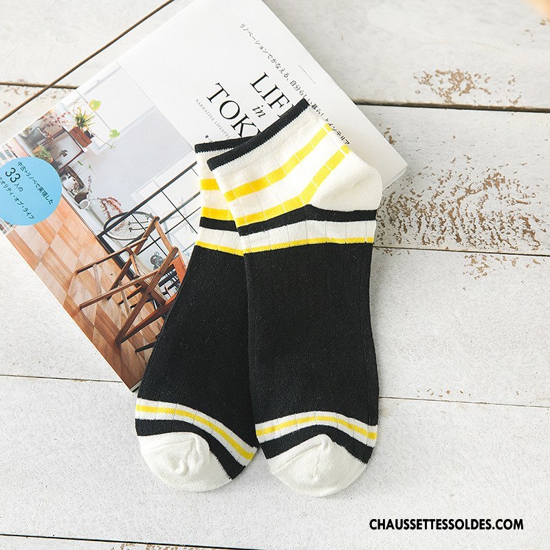 Chaussette Basse Homme Mouvement Chaussette Basse Coupée Été Rayé Couleurs Mixtes Bleu