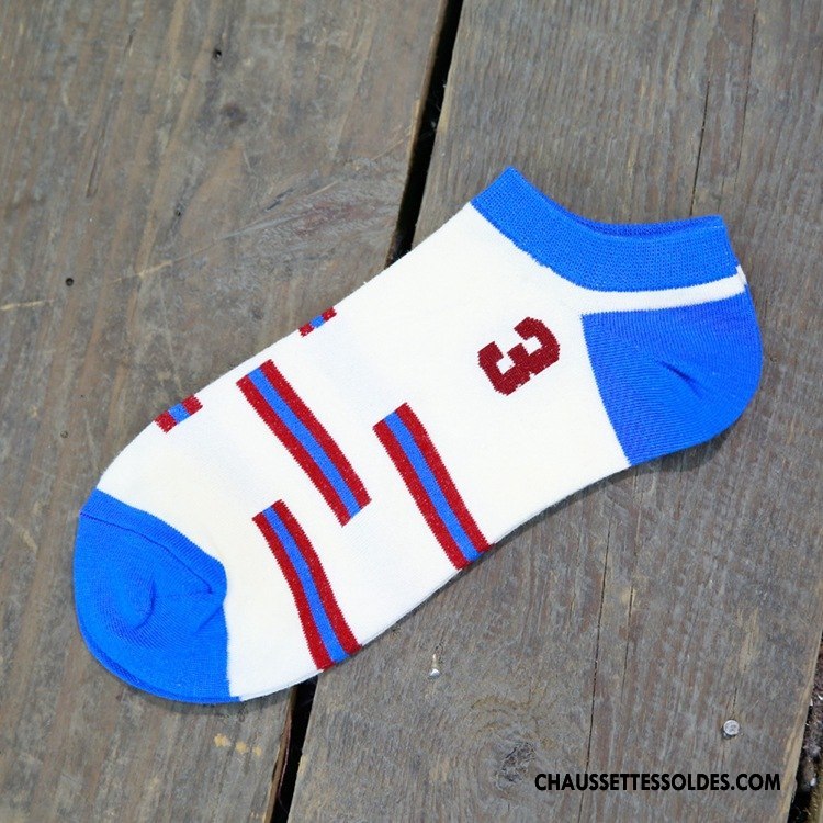 Chaussette Basse Homme Nouveau Numérique Mode Anti-odeur Printemps Chaussettes En Coton Bleu