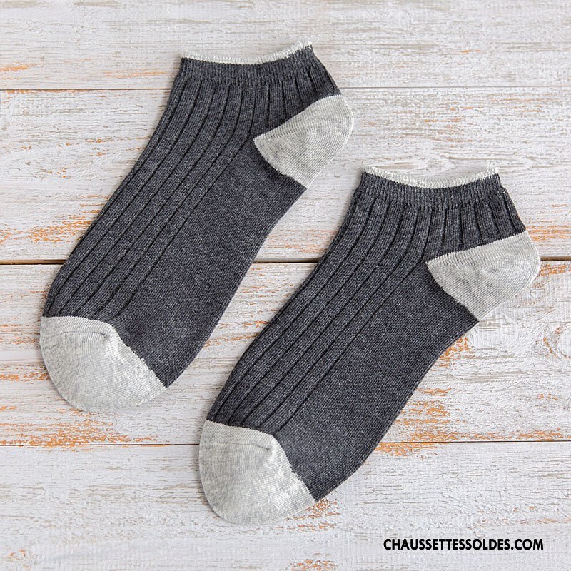 Chaussette Basse Homme Nouvelles Arrivées Mode Casual Coton Bio Chaussette Basse Coupée De Travail Pure Gris