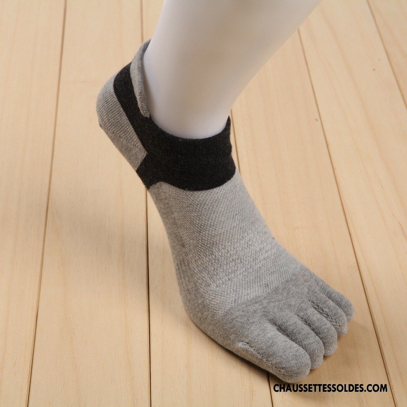 Chaussette Basse Homme Printemps 100% Coton Cinq Doigts Tendance Anti-odeur Courte Vert