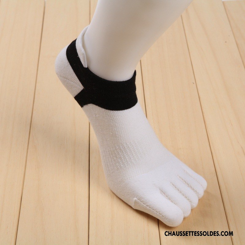 Chaussette Basse Homme Printemps 100% Coton Cinq Doigts Tendance Anti-odeur Courte Vert