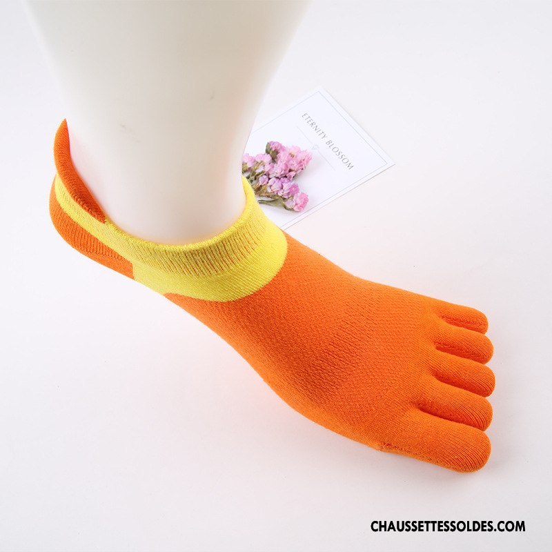 Chaussette Basse Homme Printemps 100% Coton Cinq Doigts Tendance Anti-odeur Courte Vert
