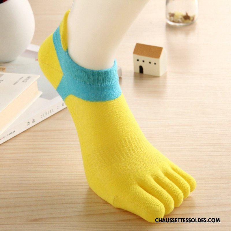 Chaussette Basse Homme Printemps 100% Coton Cinq Doigts Tendance Anti-odeur Courte Vert