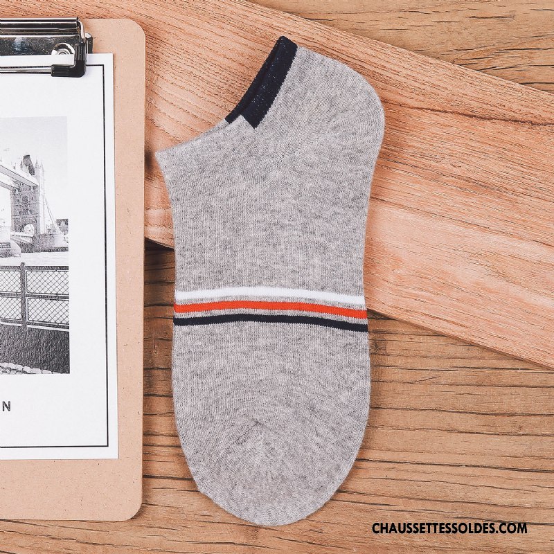 Chaussette Basse Homme Printemps 100% Coton Été Chaussette Courte Invisible Chaussette Basse Coupée Pure Clair