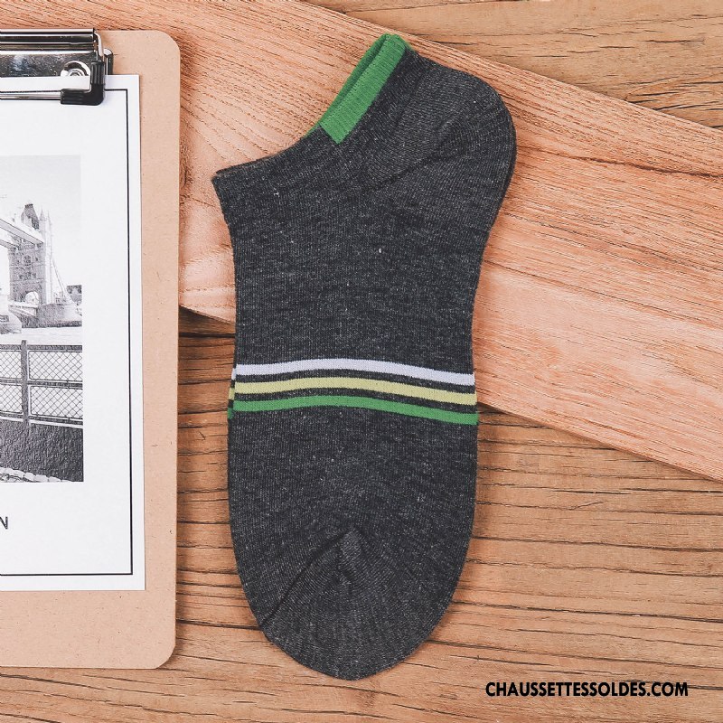 Chaussette Basse Homme Printemps 100% Coton Été Chaussette Courte Invisible Chaussette Basse Coupée Pure Clair