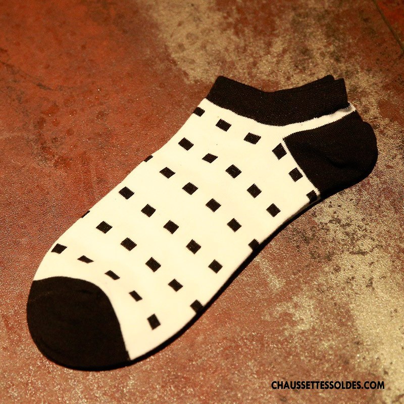 Chaussette Basse Homme Printemps Courte Tendance Invisible Été Chaussette Basse Coupée Blanc