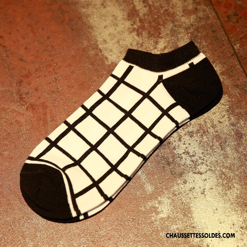 Chaussette Basse Homme Printemps Courte Tendance Invisible Été Chaussette Basse Coupée Blanc