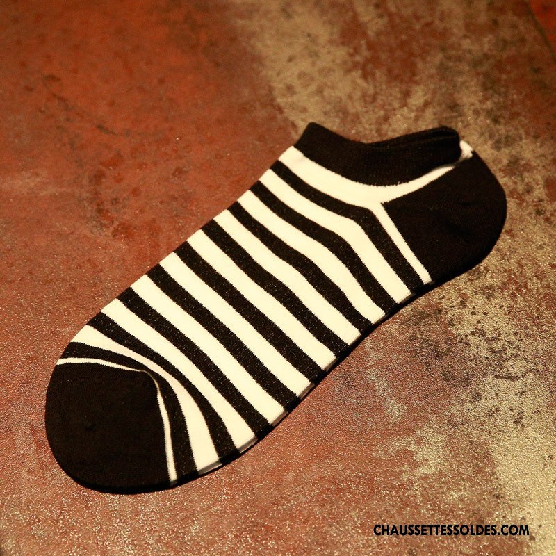 Chaussette Basse Homme Printemps Courte Tendance Invisible Été Chaussette Basse Coupée Blanc