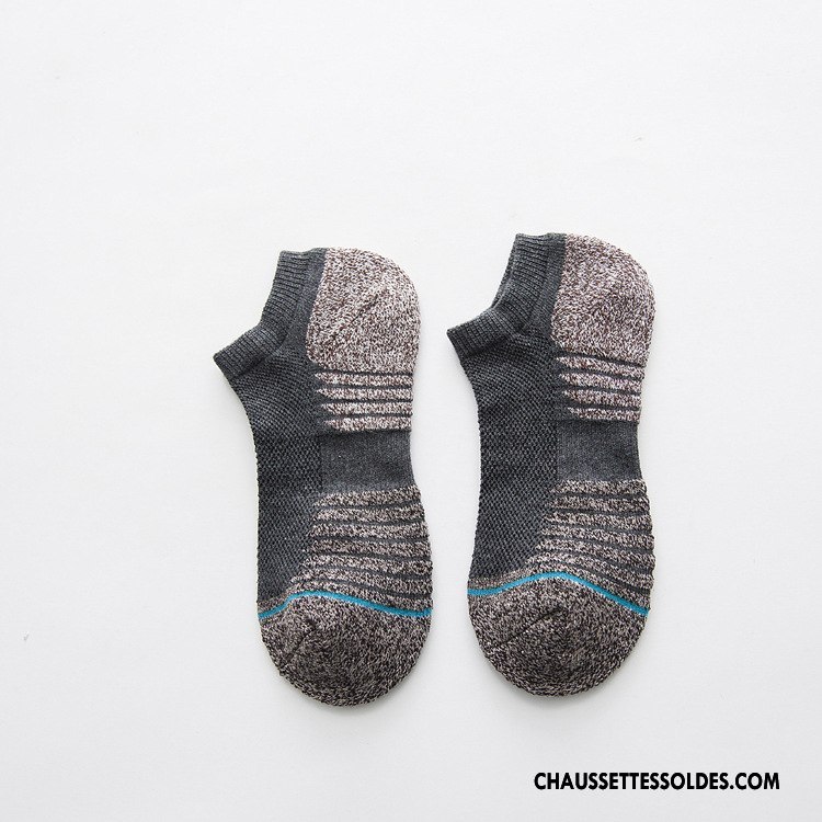 Chaussette Basse Homme Printemps Invisible Respirant Mince Été Chaussette Basse Coupée Gris