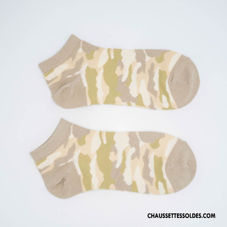 Chaussette Basse Homme Printemps Tendance Chaussette Basse Coupée 100% Coton Rétro Été Vert