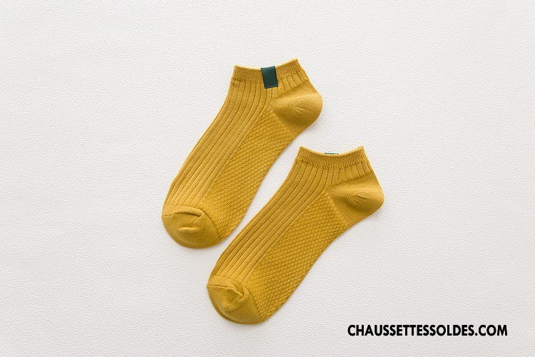 Chaussette Basse Homme Rétro Chaussette Basse Coupée Chaussettes En Coton Créatif Jaune Clair