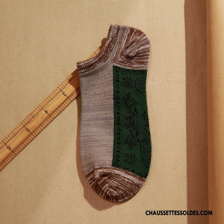 Chaussette Basse Homme Style National Art 100% Coton Coton Bio Été Chaussette Courte Coloré