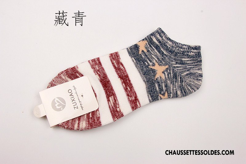 Chaussette Basse Homme Yarn Rétro Style National Bambou Chaussette Courte Été Coloré