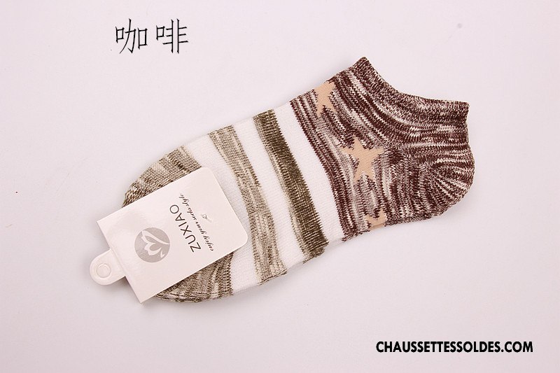 Chaussette Basse Homme Yarn Rétro Style National Bambou Chaussette Courte Été Coloré