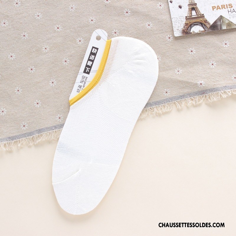 Chaussette Basse Homme Été Chaussette Basse Coupée 100% Coton Mince Très Mince Engrener Bleu Clair