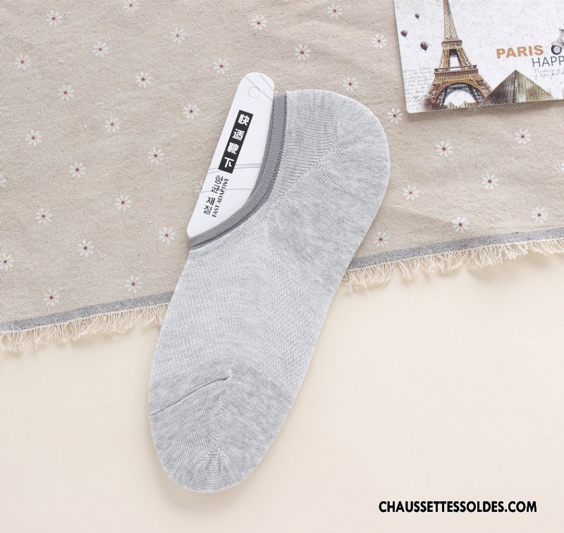Chaussette Basse Homme Été Chaussette Basse Coupée 100% Coton Mince Très Mince Engrener Bleu Clair