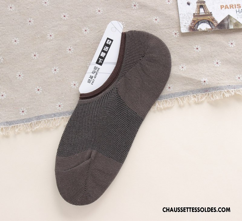 Chaussette Basse Homme Été Chaussette Basse Coupée 100% Coton Mince Très Mince Engrener Bleu Clair