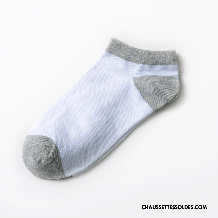 Chaussette Basse Homme Été Chaussette Courte Coton Bio Couleur Style Chaud Chaussette Basse Coupée Couleurs Mixtes Gris Clair