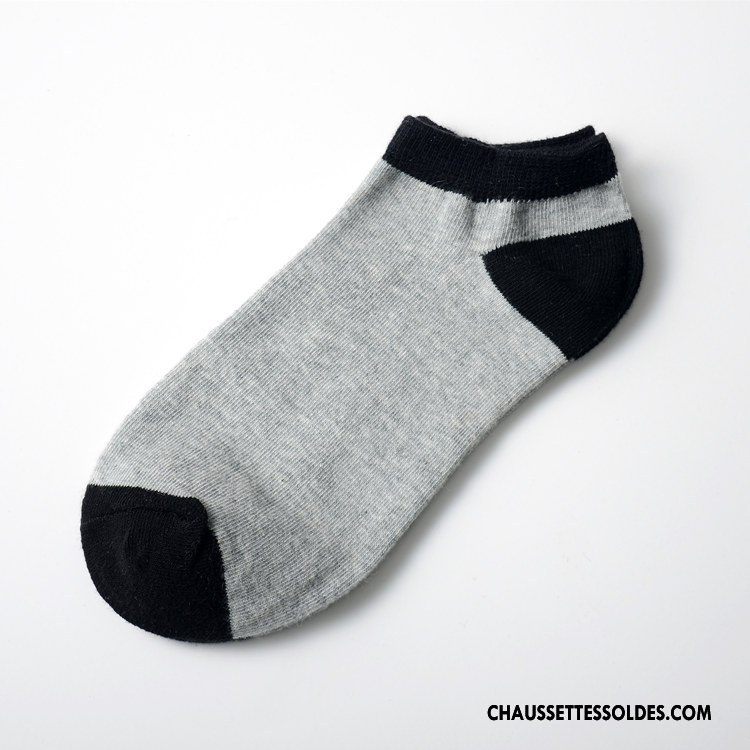 Chaussette Basse Homme Été Chaussette Courte Coton Bio Couleur Style Chaud Chaussette Basse Coupée Couleurs Mixtes Gris Clair
