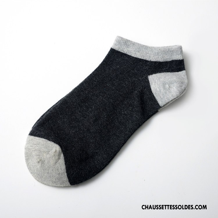 Chaussette Basse Homme Été Chaussette Courte Coton Bio Couleur Style Chaud Chaussette Basse Coupée Couleurs Mixtes Gris Clair