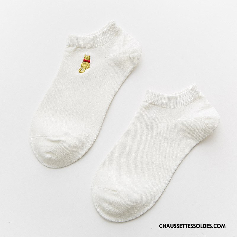 Chaussettes Courtes Femme 100% Coton Brodé Matelassé Petit Chaussette Basse Coupée Chaussette Courte Pure Rose