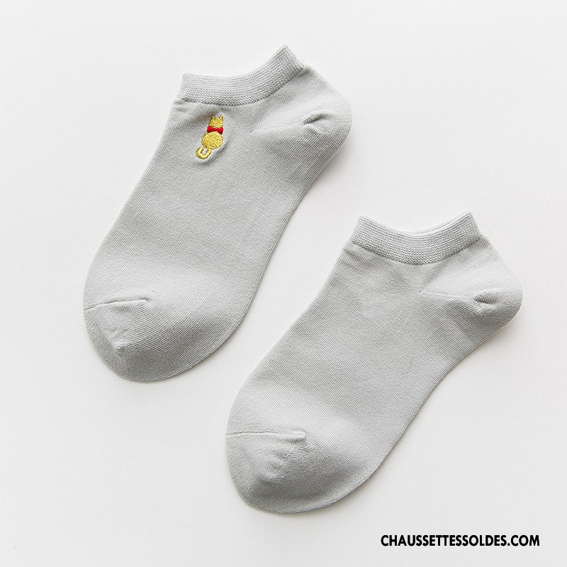 Chaussettes Courtes Femme 100% Coton Brodé Matelassé Petit Chaussette Basse Coupée Chaussette Courte Pure Rose