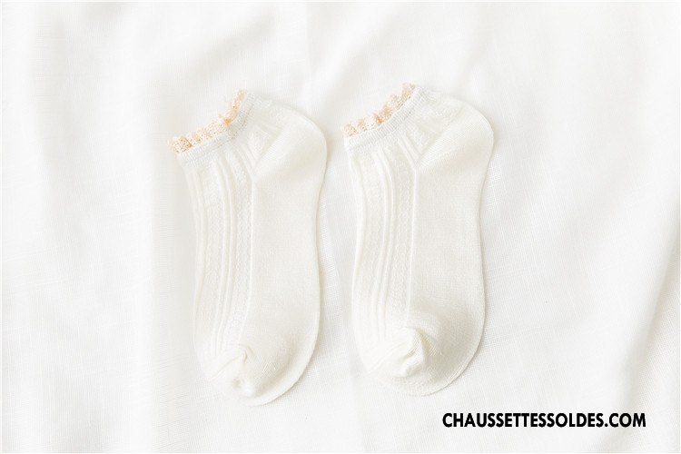 Chaussettes Courtes Femme 100% Coton Fleurs Été Coton Bio Nouvelles Arrivées Printemps Blanc