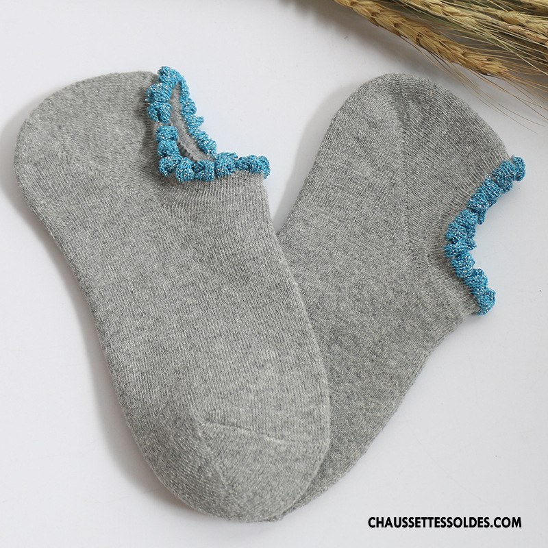 Chaussettes Courtes Femme 100% Coton Nouvelles Arrivées Dame L'automne Chaussette Basse Coupée Printemps Bleu Clair